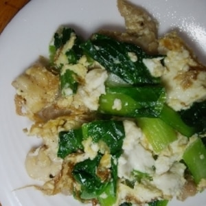 小松菜と豚肉の豆腐チャンプルー